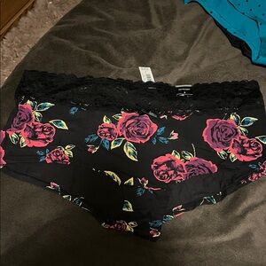 Floral Black Lace Women's Panties